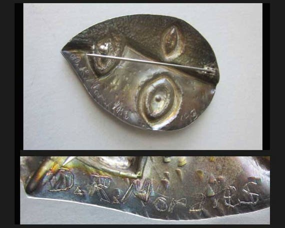 HAUNTED Portrait, Modernist Sterling Face Pin/Pen… - image 6