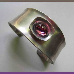 MAN CUFF, Jorgen Jensen Bracelet with Purple Stone, Made in Denmark, Scandinavian Mod, Modernist Cuff Bracelet, Vintage Jewelry, Men/Unisex