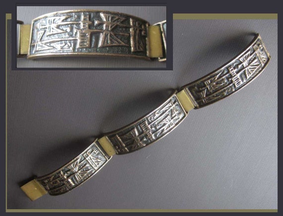 Bracelet Transformable Broche/bague Créateur L. DOMOTOR En Bronze - Occasion, Pièce Abstraite Rare