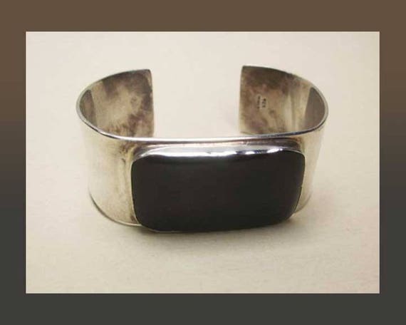 Unisex SLEEK, Sterling Silver and Onyx Slim Brace… - image 4