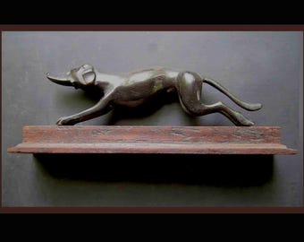 DECO Dog, Carved Wooden Greyhound, 1930s Art Deco Era Sculpture, Vintage Housewares