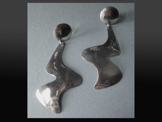 CUT-ups, Long Sterling Silver Dangle Earrings, Cu… - image 1