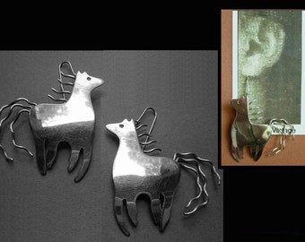 Got the HORSE Right Here, Navajo Sterling Horse Earrings, Signed JY, Big Earrings, Pierced Ears, Equestrian Interest, Vintage Jewelry/Women