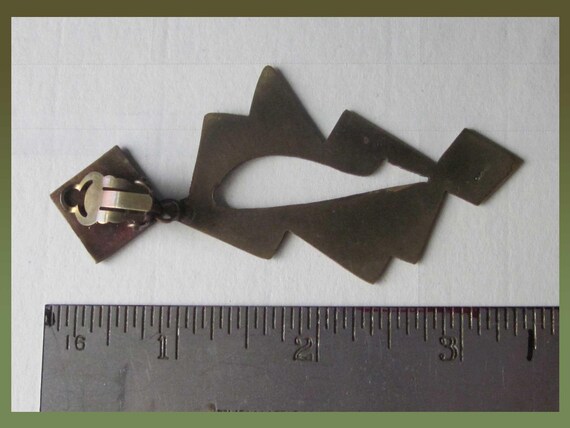 ANGULAR Bruts, Big Bold Verdigris Patina Clip Ons… - image 5