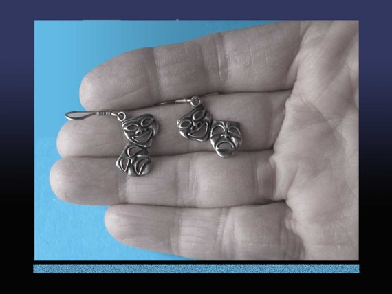 DRAMCOM, Sterling Silver Dramatic Masks Dangle Ea… - image 3
