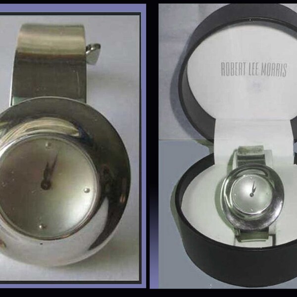 ICONIC All Sterling Robert Lee Morris Moon Crater Bracelet Watch, Modernist Wristwatch,  Swiss/Italian Made,Vintage Jewelry/Watches/Women