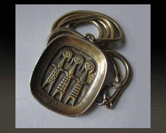 Three Girls, R Landerholm Sweden Mod Pewter Penda… - image 2