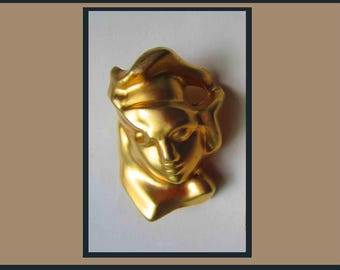 Eau Du Soir Parfum Promotional Brooch, Sisley Paris, Matte Gold Finish, 1990s, Vintage Jewelry, Unisex