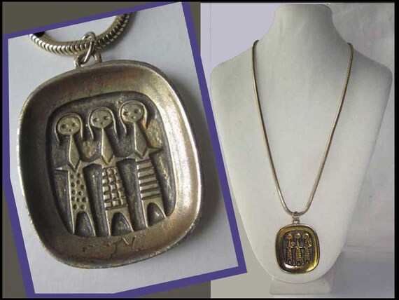 Three Girls, R Landerholm Sweden Mod Pewter Pendan