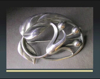 ARTS & CRAFTS Era Sterling Flower Pin, Art Nouveau, Early 20th Century American Antique Pin, G. Jensen Like Design, Vintage Jewelry/Unisex