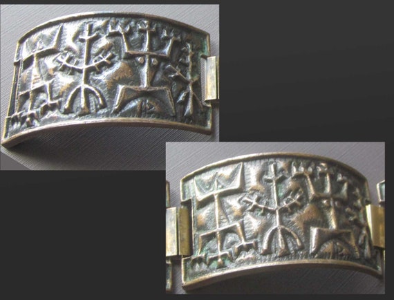 ADAM and EVE, Brutalist Bronze Bracelet, Hungaria… - image 4