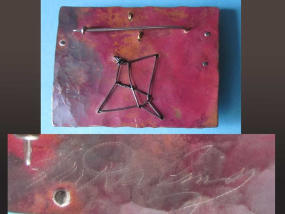 ROCK Solid, Artisan Hand Signed Brooch with Pebbl… - image 5