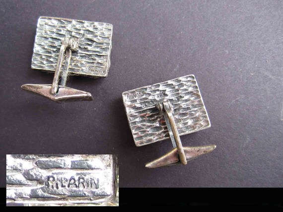 Boutons De Manchettes Vintage Années 70 - Argent Sterling 925, Style Brutaliste, Occasion