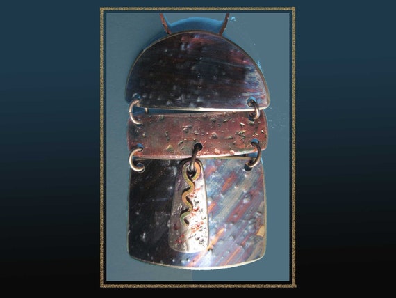 Painted PATINAS, Mixed Metals Artisan Pendant/Bro… - image 3