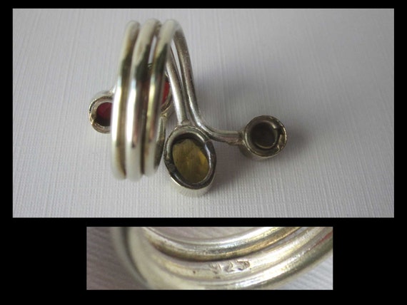 What a GEM, Modernist Multi-Gemstone Ring, Sterli… - image 5