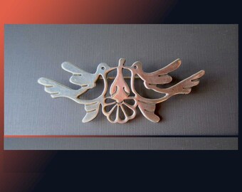 PEACE Now, Two Peace Doves Sterling Silver Brooch, Cut Work Design, Modernist Brooch, Made in Taxco Mexico, Vintage Jewelry, Women/Unisex