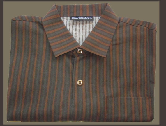 Marimekko Jokapoika Mens Striped Shirt, Warm Brown