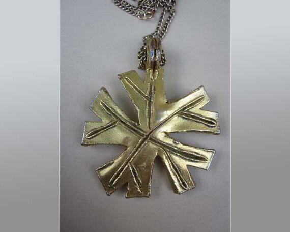 STARBURST, Large Brightly Gilded Pendant, Long Ch… - image 3