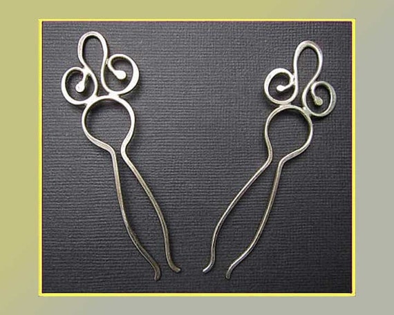 CURVY Sterling Silver Modernist Hairpins, Art Nou… - image 2