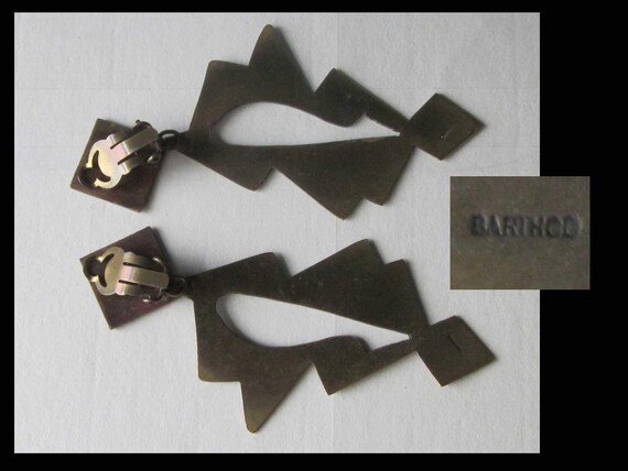 ANGULAR Bruts, Big Bold Verdigris Patina Clip Ons… - image 6