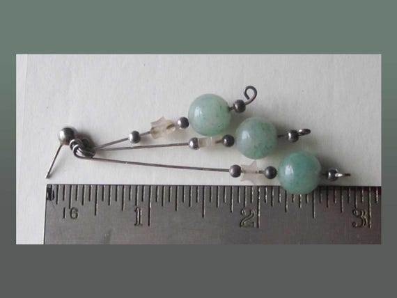 Delicate JADE Dangles, Sterling Wire/Sterling and… - image 4