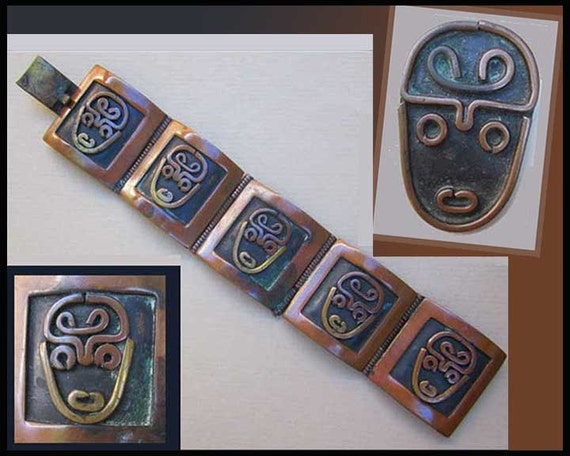 PRIMITIVES Set, Folkloric/Modernist Masks Bracele… - image 1