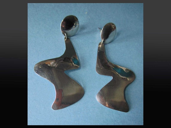 CUT-ups, Long Sterling Silver Dangle Earrings, Cu… - image 3