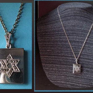 Book of PSALMS Star of David Locket, Sterling Silver, Judaic Necklace, Holds Two Photos, Mid Century Jewelry, Vintage Jewelry/Women/Unisex