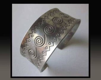 JORGEN JENSEN Cuff, Mens Pewter Bracelet, Spirals and Zigzags, Danish Bracelet, Scandinavian Mod, Mid Century, Vintage Jewelr,Men/Unisex