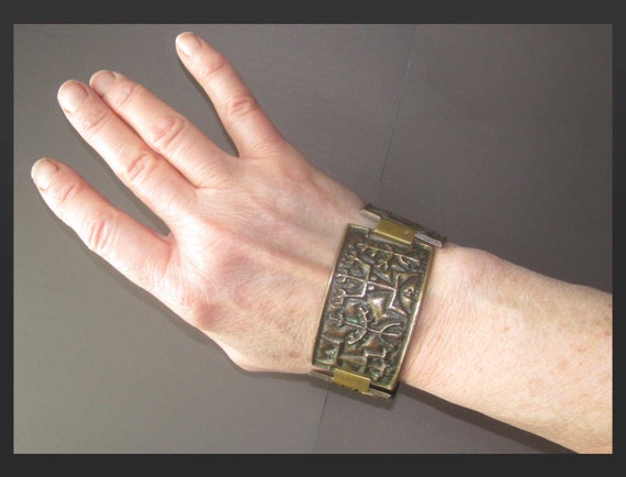 ADAM and EVE, Brutalist Bronze Bracelet, Hungaria… - image 3