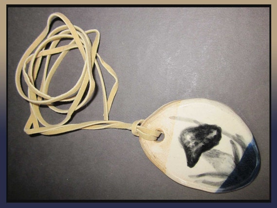 Magic MUSHROOM, Ceramic Hippie Pendant Necklace, … - image 2