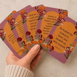 Printable Scripture Card Antique Design Bible Verse Healing Words Wallet Size Biblical Card Warm Color Design Token For Women Christ Digital