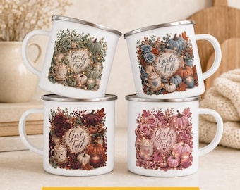 Personalized Enamel Mug Custom Camping Outdoor Metal Drinkware Woman Birthday Gift Feminine Coffee Cup Pretty Tea Vessel Engraved Travel