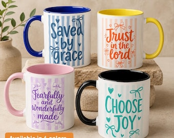 Christian Coffee Mug Personalized Faith Gift Women Church Present Scripture Verse Ceramic Cup Bible Quote Inspirational Name Custom