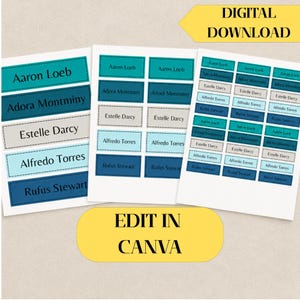 Bewerkbaar naamlabelsjabloon voor Canva, printbaar label voor keukenorganisatie, opbergbak-identificatie, naamplaatje voor schoolkastjes, naamplaatje voor kleuterschool
