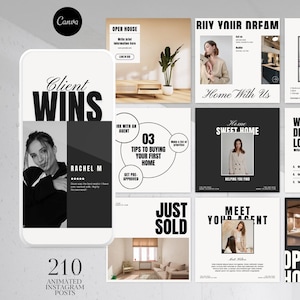 Animated Modern Realtor Instagram Templates | Luxury Real Estate Instagram Bundle | Realtor Social Media Post | Realtor Templates Canva
