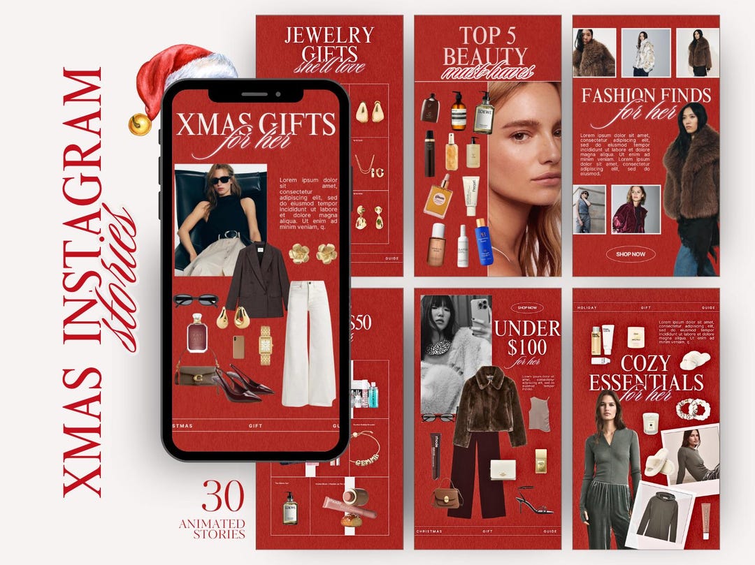 30 Christmas LTK Instagram Story Shopping Guide Canva Template ...