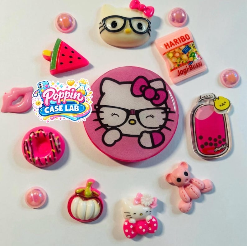Forniture fai da te per ciondoli per custodia per cellulare/custodia per oggetti indesiderati a tema rosa Hello Kitty immagine 1