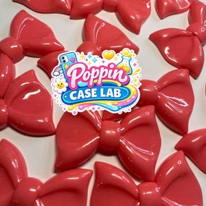 Dark Pink Bow Hard Resin Flatback Charms DIY Kawaii Accessories (Sold Individually)