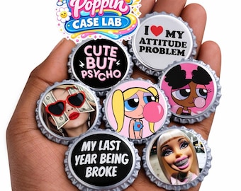 Divertidas y elegantes tapas de botellas para manualidades/DIY, fundas para móviles y bisutería (juego de 6)