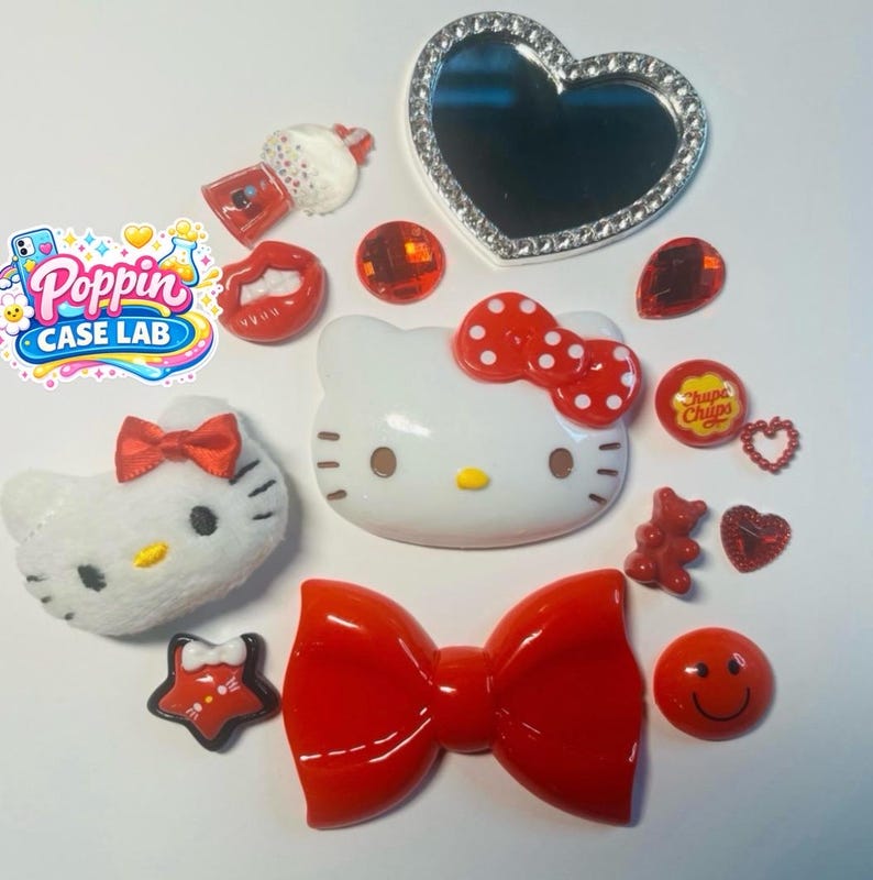 Hello Kitty Red Theme Decoden Cell Phone Case/Junk Case Charm Supplies DIY image 2