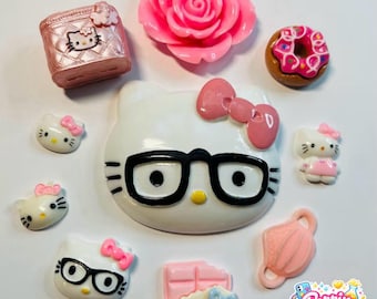 Kit fai da te per ciondoli a forma di gattino nerd per custodie di cellulari / Accessori per ciondoli per custodie di oggetti vari