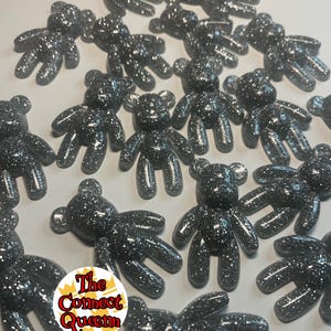 Silver Glitter Bear Charms Hard Resin Flatback Charms DIY Kawaii Accessories