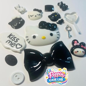 Hello Kitty svartvitt tema Decoden mobiltelefonskal/skräpskal berlocktillbehör DIY bild 1