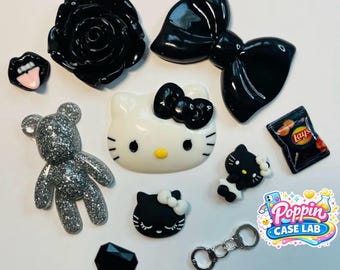 Kit fai da te per ciondoli per custodie di telefoni a tema HK in bianco e nero/Accessori per ciondoli per custodie di oggetti usati
