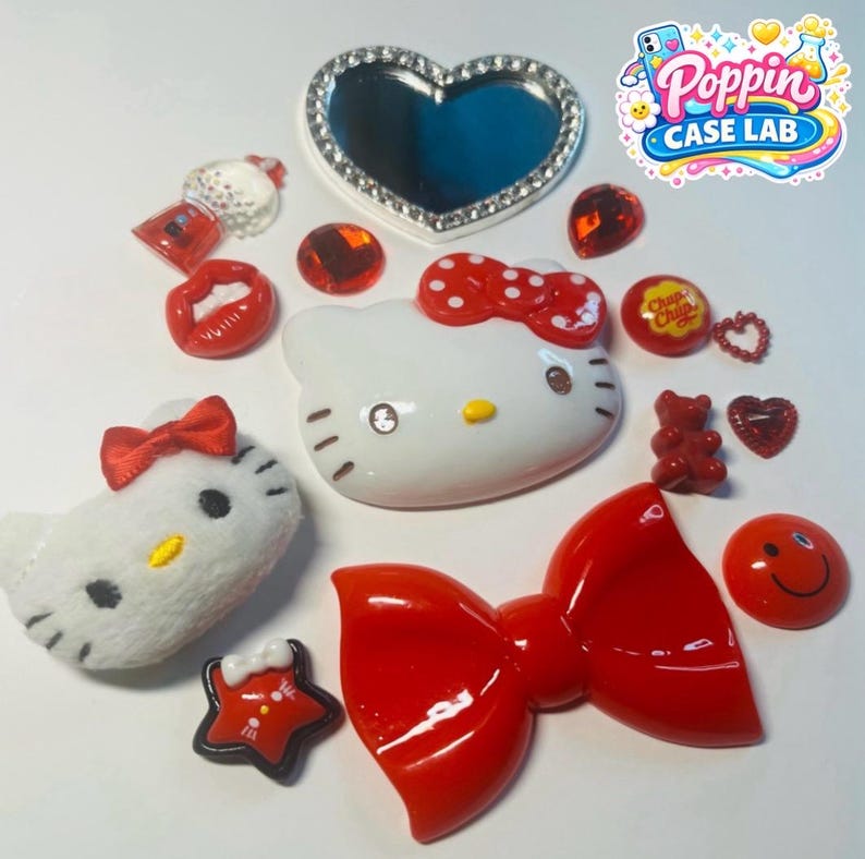 Hello Kitty Red Theme Decoden Cell Phone Case/Junk Case Charm Supplies DIY image 1