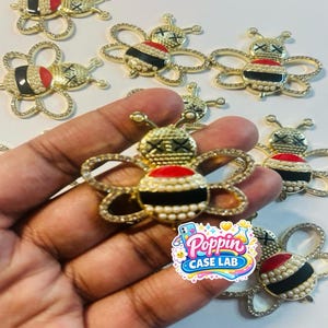 Bee Flatback Enamel Charms (Sold Individually)