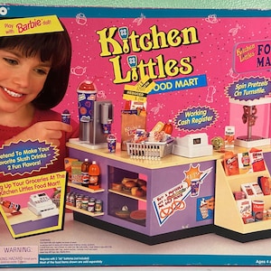1995 &quot;Kitchen Littles&quot; Food Mart | Vintage Barbie Accessories Dishes, Shop, Slushie, Food, Furniture, Playset - 90s TYCO