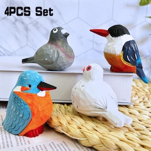 Hand-Carved Wooden Bird Sculpture,Gift for Bird Lovers,Desk Decor,Wood Robin Bird Ornament Hand-Carved Bird Figurine,Wooden Bird Figurine