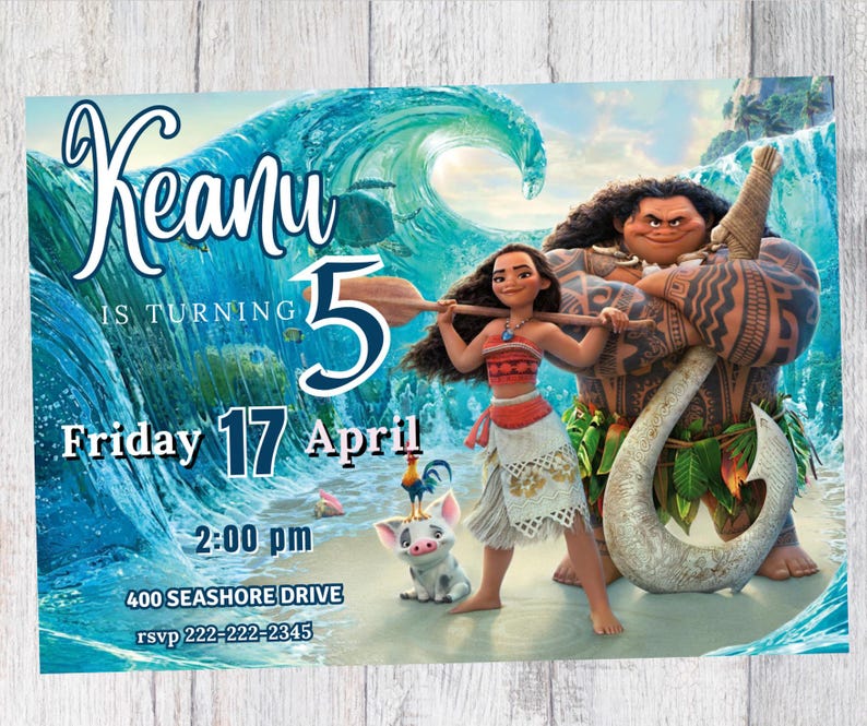 Moana Birthday Invitation, Editable Moana Invitation, Printable Moana ...